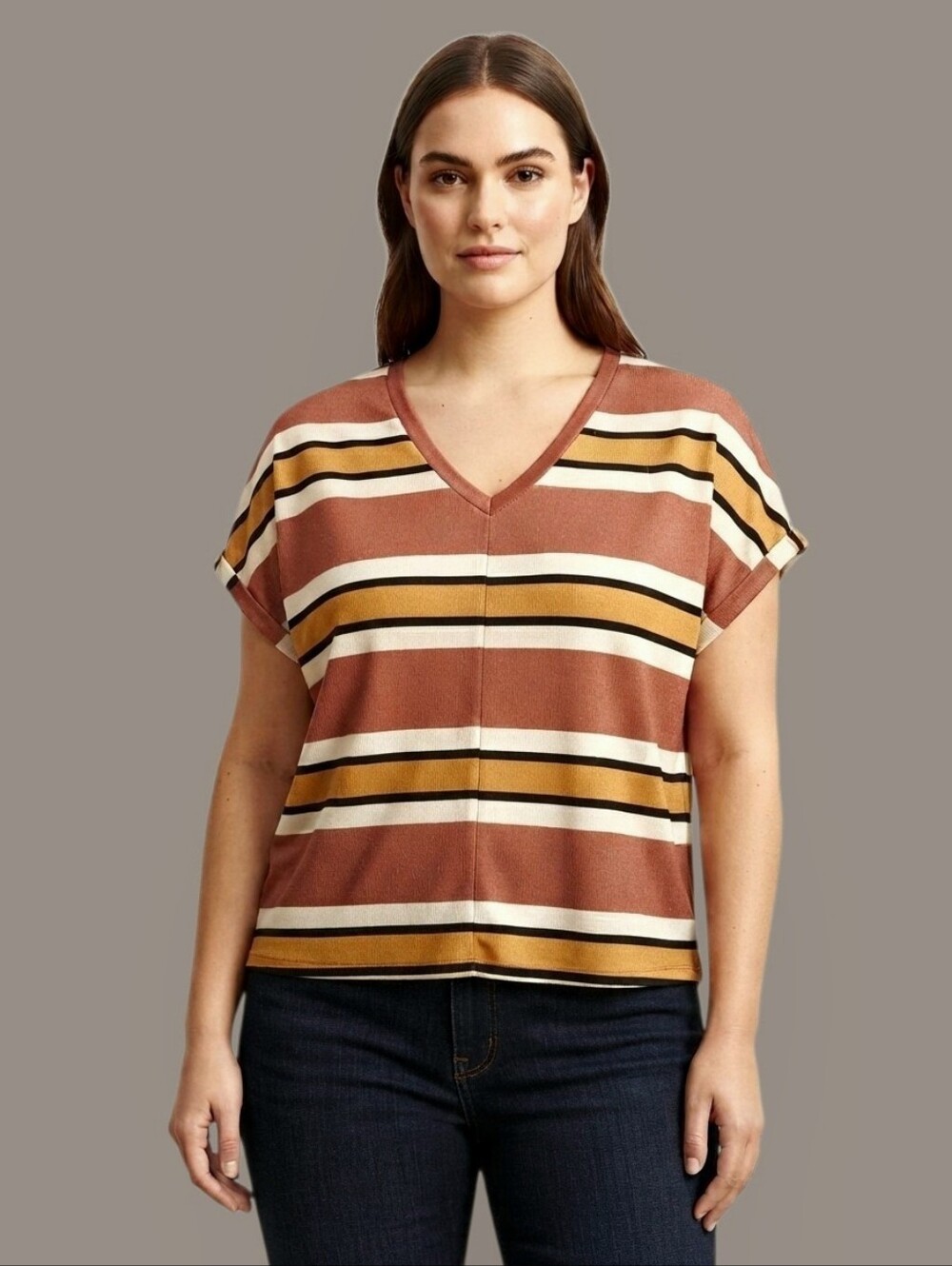 Lefties Striped V-Neck Blouse size XXL